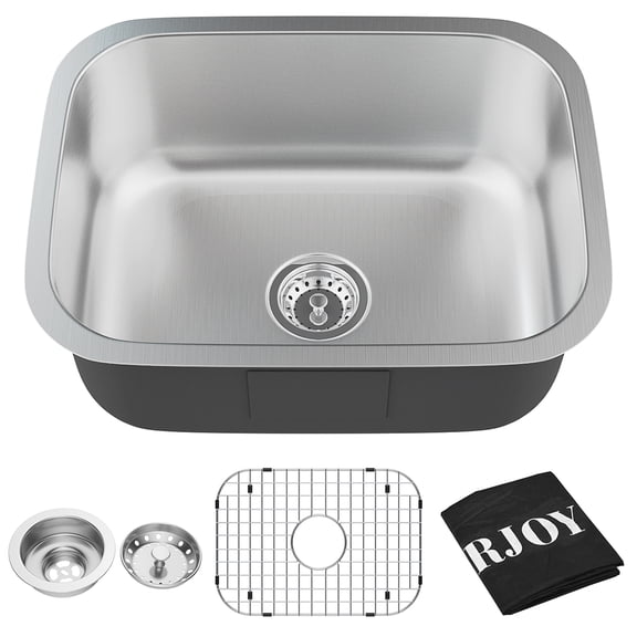 Costway 23'' Undermount Single Bowl Kitchen Sink Basin 16 Gauge Stainless Steel w/ Rack