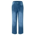thumbnail image 5 of HSMQHJWE Bootcut Jeans for Women Stretchy Mid Rise Double Button Wash Solid 90s Straight Leg Jeans, 5 of 5