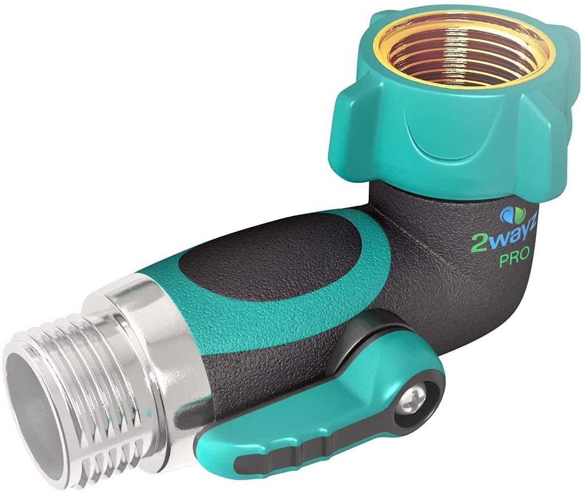 2Wayz 90 Degree Garden Hose Elbow with Shut off Valve Free up Space Upgraded | 1