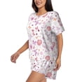 thumbnail image 4 of Vsdgher Retro Floral Pattern Womens Pajamas 2 Piece Short Sleeve Sleepwear Set,Summer Soft Pajamas Set Casual Lounge Sets, 2-Piece Pj -4X-Large, 4 of 8
