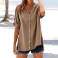 thumbnail image 2 of Aoiroe Womens 3/4 Sleeve Tops,Vintage Vacation Tees Shirt Blouse Tops Y2k Clothes Casual Rolled Short Sleeve Basic Tees Western Concert Outfits Womens Fall Tops Khaki S, 2 of 9