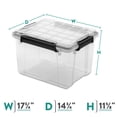 thumbnail image 3 of (2 pack) Sterilite Gasket Box, 34 Quart WaterProof Clear Plastic Storage Bin with Lid, Gasket Seal and Durable Latches, Black, 3 of 12
