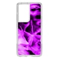 thumbnail image 1 of DistinctInk Clear Shockproof Hybrid Case for Galaxy S21 ULTRA 5G (6.8" Screen) - TPU Bumper, Acrylic Back, Tempered Glass Screen Protector - Violet Flame Fire - Printed Image of Fire, 1 of 2