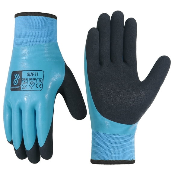 HANDLANDY 3 Pairs Waterproof Work Gloves for Cold Weather, Insulated Winter Work Gloves with Grip for Men Women, Freezer Gloves for Work Below Zero, XL