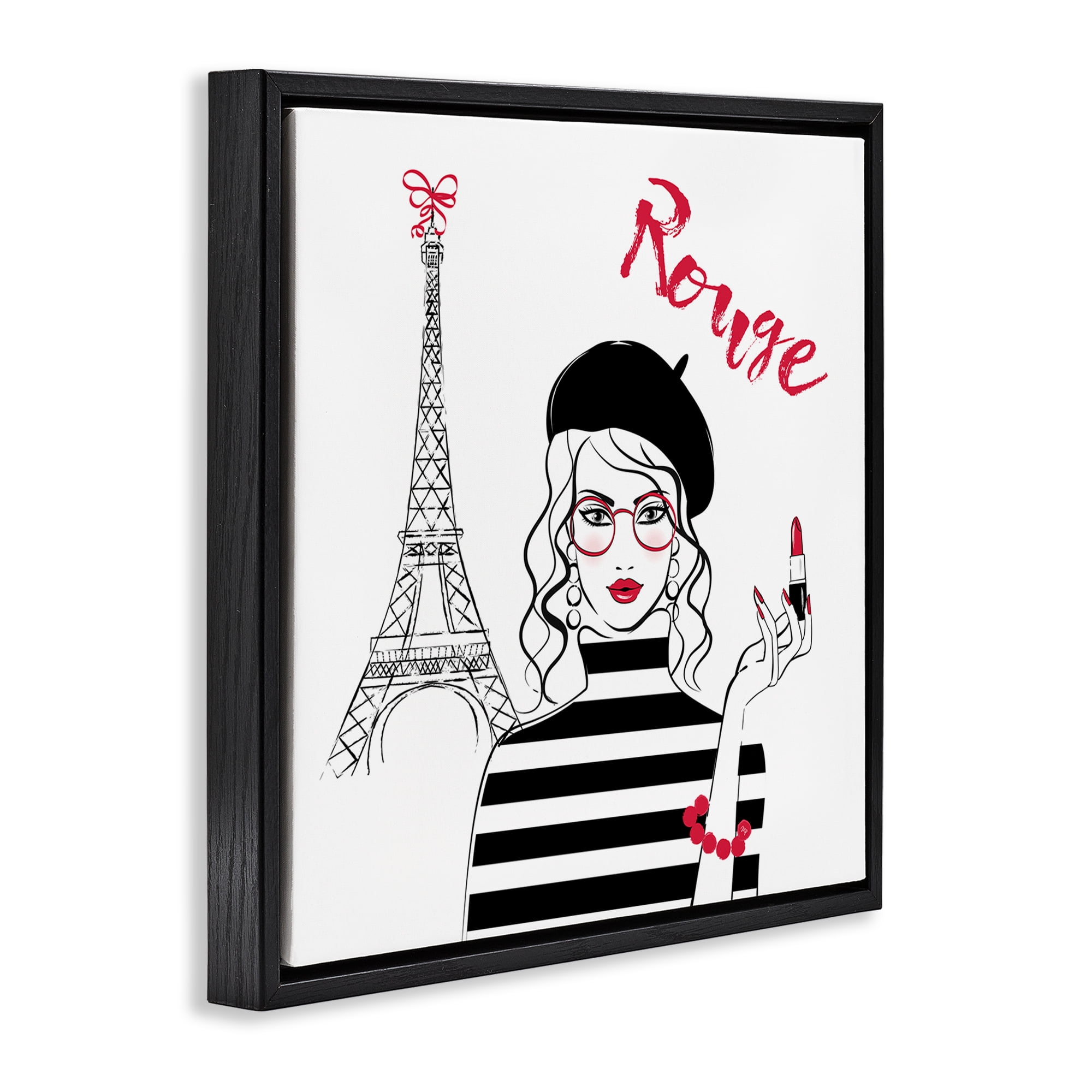 Stupell Industries Rouge Parisian Fashion Novelty Painting Black Floater Framed Art Print Wall Art, 18 x 18