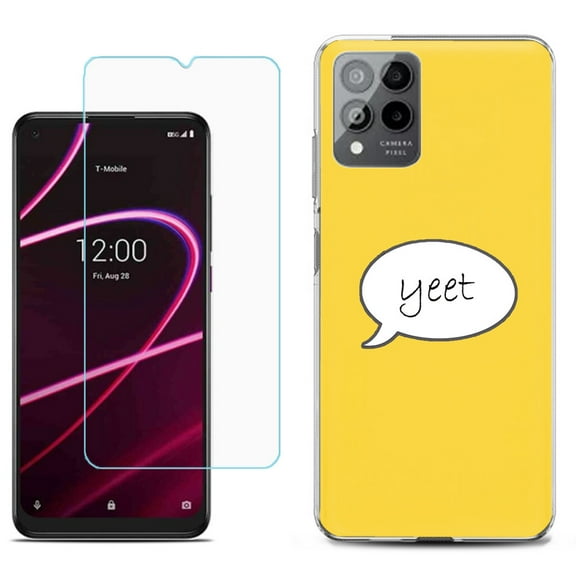 Slim-Fit Gel TPU Phone Case for T-Mobile Revvl 6 Pro 5G, with Tempered Glass Screen Protector, by OneToughShield ® - Yeet