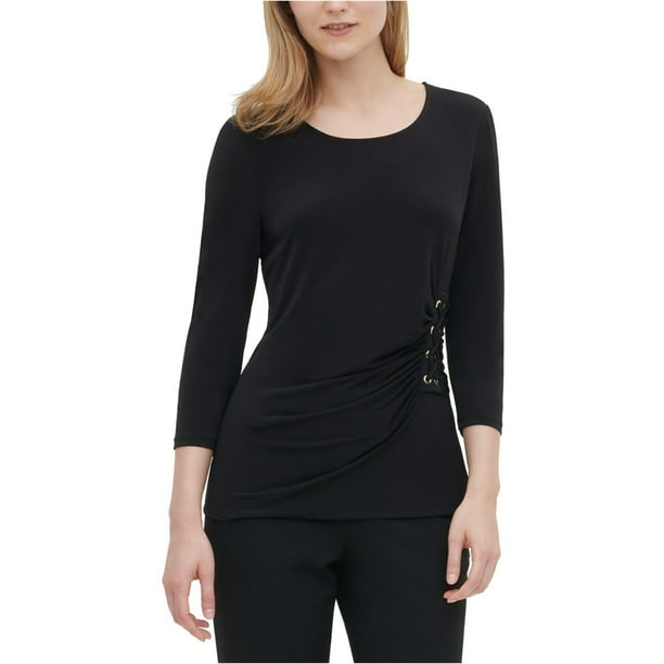 Blusa con cordones laterales Calvin Klein para mujer negro mediano