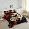 thumbnail image 3 of Suagr Skull Comforter Set King Size Colorful Rose Floral Bedding Sets Gothic Style Bedding Comforter Sets Bohemian Skeleton Print Down Comforter Boho Exotic Themed Duvet Set, 3 of 7