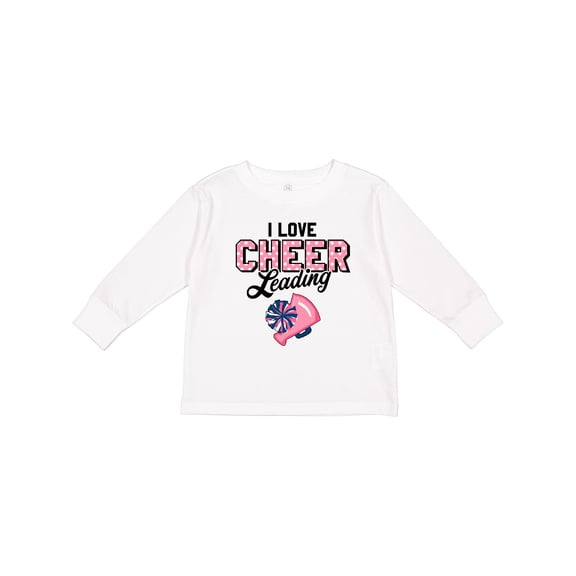 Inktastic I Love Cheerleading with Pom Poms and Megaphone Girls Long Sleeve Toddler T-Shirt