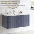 thumbnail image 4 of 36 Inch Bathroom Vanity with Sink Combo, Floating Bathroom Vanity with 2 Fluted Drawers & Metal Handle, Modern Wall Mount Storage Cabinet with Ceramic Integrated Sink for Small Space (Blue), 4 of 6