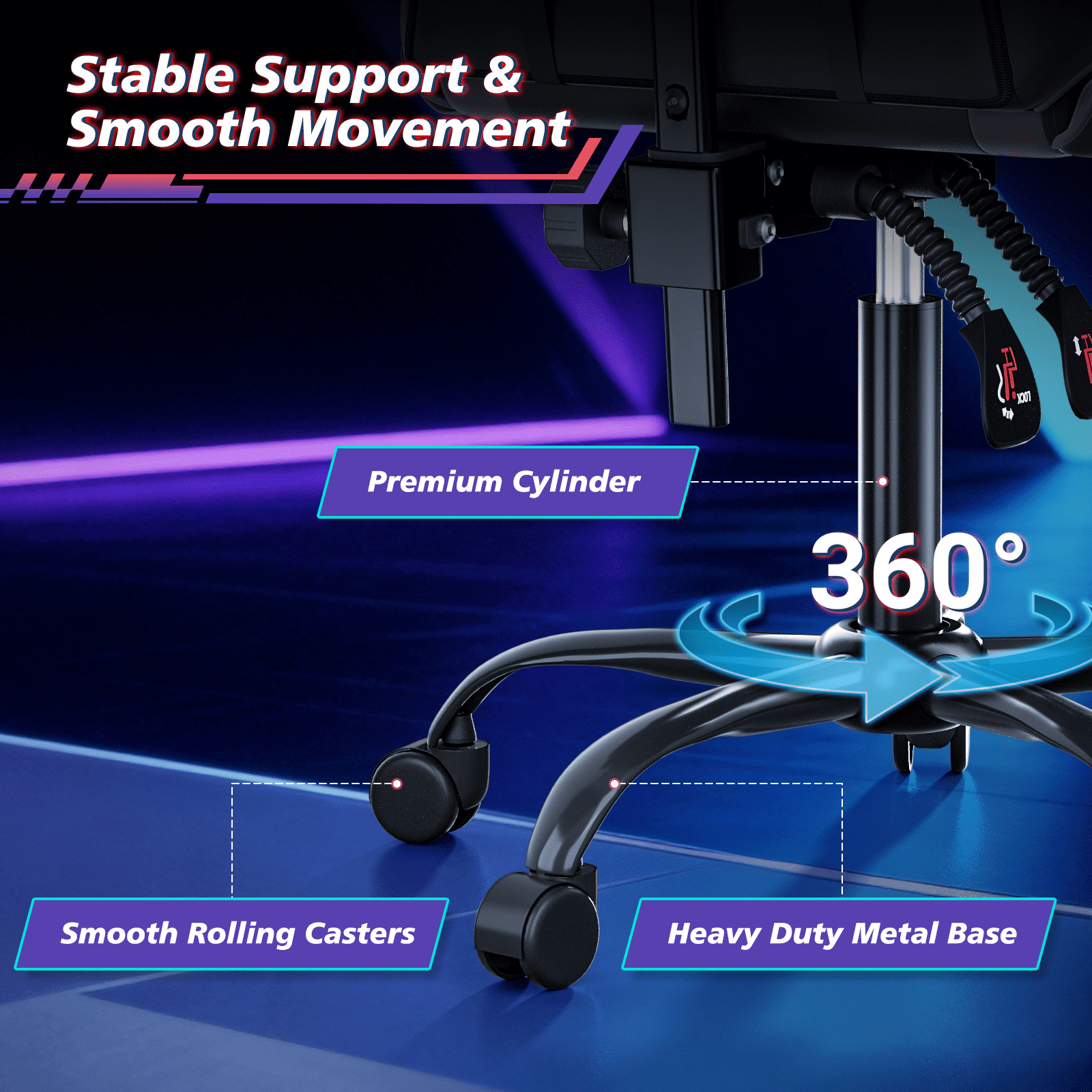 Magshion Ergonomic Gaming Chair with Headrest, Lumbar Support & Footrest - Adjustable Reclining Computer Chair for Adults, High Back Office Desk Chair, 350lbs Capacity， Black