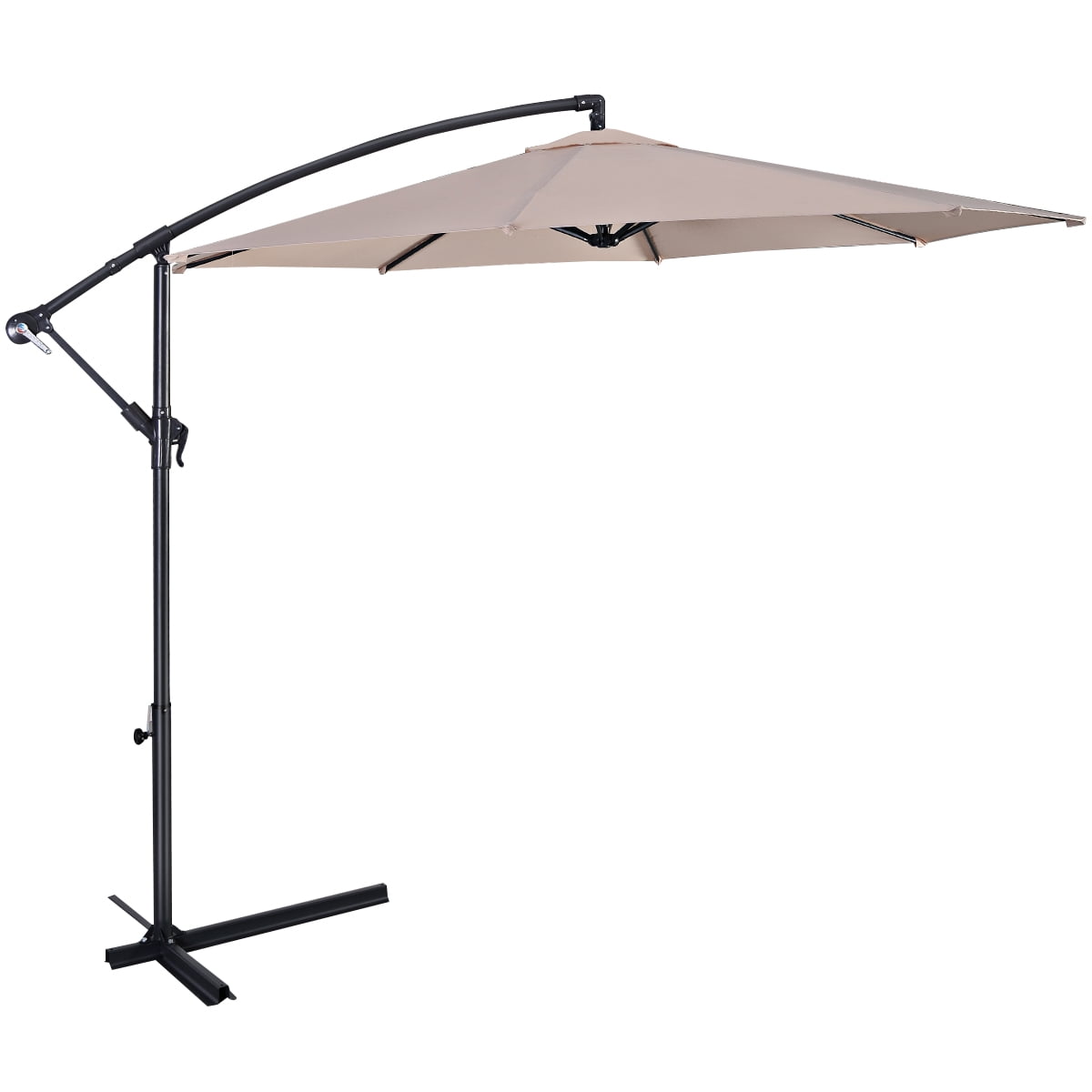 Gymax 10' Hanging Umbrella Outdoor Patio Market Banana Umbrella Offset Beige