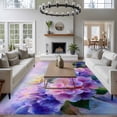 thumbnail image 4 of Pink Purple Floral Area Rug 5x8 Washable Rug Non Slip Spring Hydrangea Flower Fantasy Botanical Large Area Rug Soft Stainresistant Indoor Floor Carpet for Living Room Bedroom Home Office Dining Room, 4 of 8