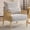 Light Gray, variant on UBesGoo Modern Accent Chair, Chenille Armchair with Solid Wood Frame and Jute Rope Armrests, Comfy Single Reading Sofa with Pillow, Off White