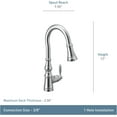 thumbnail image 5 of Moen Weymouth Spot Resist Stainless Shepherd's Hook Pulldown Kitchen Faucet Featuring Metal Wand with Power Boost, S73004SRS, 5 of 7