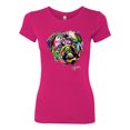 thumbnail image 2 of Wild Bobby, Colorful Rainbow Cute Pug Animal Lover Womens Slim Fit Junior Tee, Raspberry, X-Large, 2 of 3