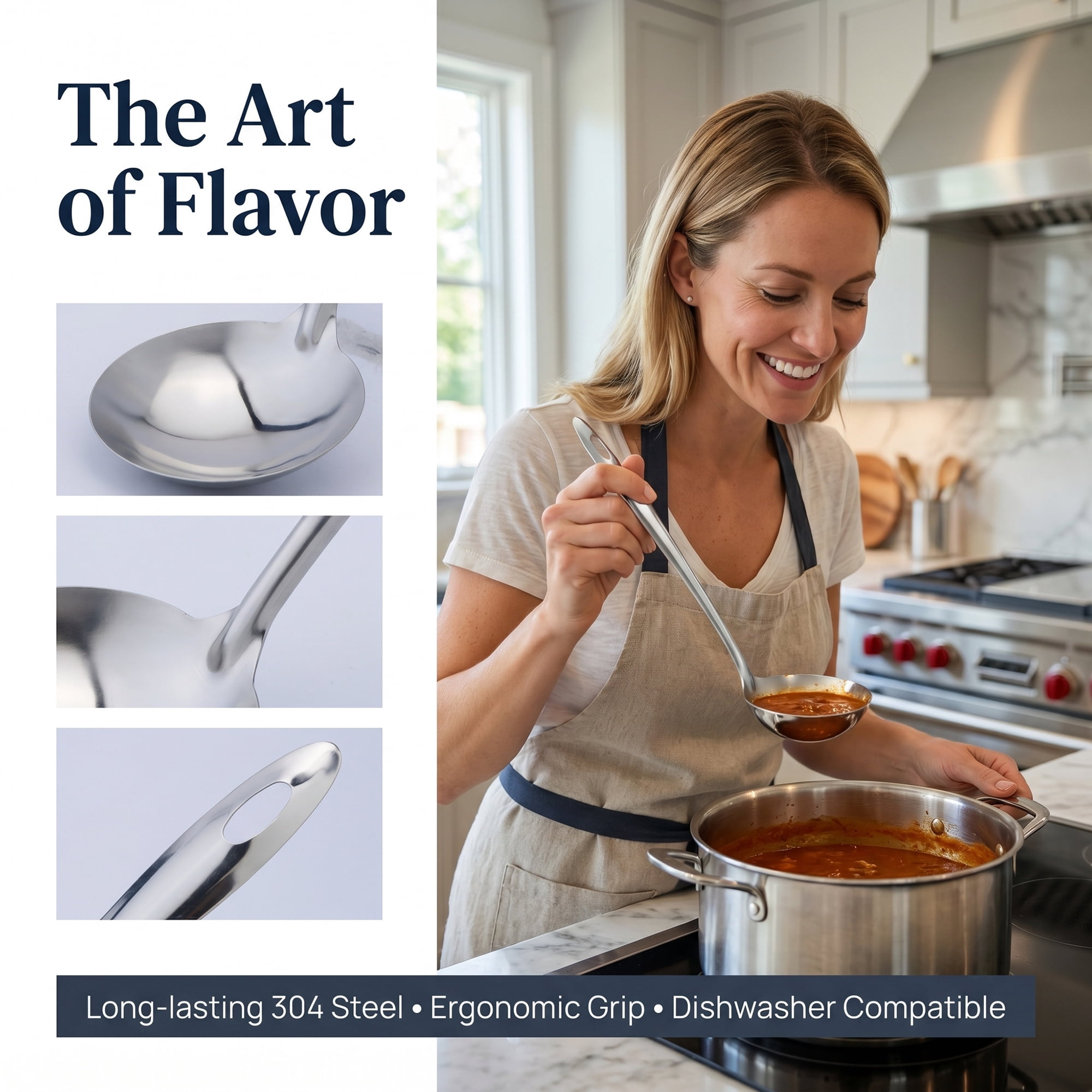Unique Bargains Stainless Steel Spoon Safe for Non Stick Cookware Soup spoon B 10.6"x2.8"