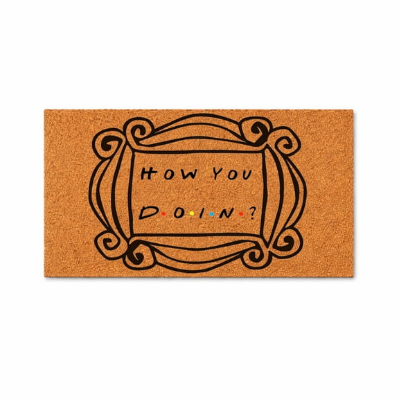 How You Doin Doormat, Decorative Frame Welcome Mat, Indoor Outdoor Entryway Doormat (24x48 inches) WoodByStu 5294
