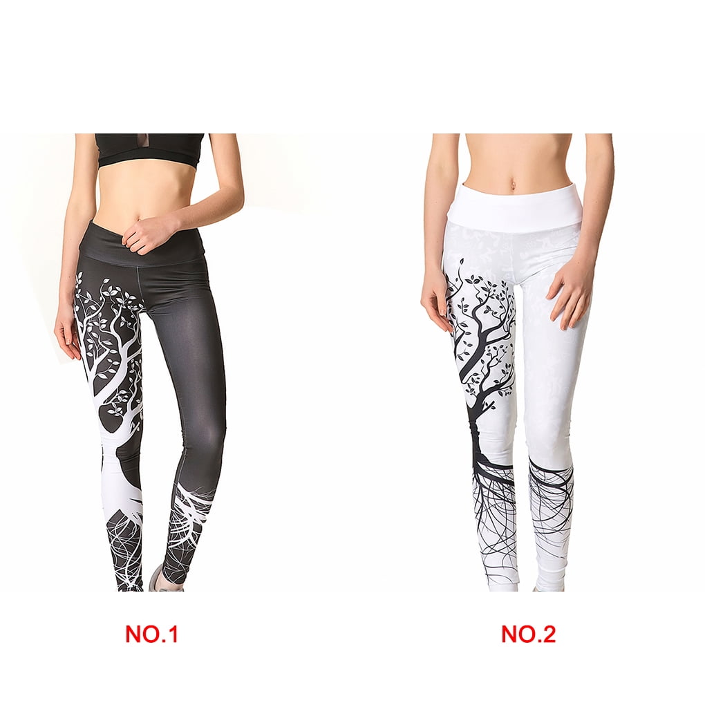 1111Fourone Women Tree Leaves Sports Yoga Pants Leggings Running Outdoor Fitness Trousers Walmart