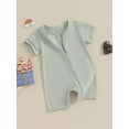 thumbnail image 3 of Nygoyerh Newborn Girls Boys One PCS Romper Short Sleeve Round Neck Zip Up Jumpsuit Infant Casual Clothing 3M 6M 12M 18M 24M, 3 of 9