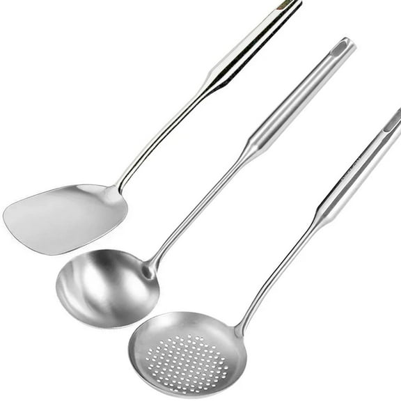 iPstyle Kitchen Cooking Utensil Set, Stainless Steel Metal Kitchen Gadgets Heat Resistant Non-Stick Kitchen Tools Dishwasher Safe