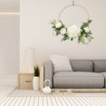 thumbnail image 3 of Corona de aro dorado con flores, flor artificial para colgar en la pared de 19 cm, 3 of 4