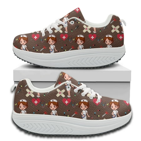 

Kawaii Cartoon Nurse Doctor Pattern Must Wear Autumn Winter Round Toe Vulcanized Shoes Brand Design Comfortable Lace Up Sneakers