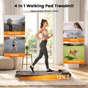 Patbrela Walking Pad Under Desk Treadmill with Vibration, Manual Incline, 2.5HP 3.8MPH Fitness Jogging Machine with Remote LED Display for Home Office