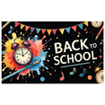 thumbnail image 3 of Colorful Back to School Themed Banner with Alarm Clock Pencils and Compass Background Decorations for School Events Classroom Decorations Photo Props and Party Supplies, 3 of 4