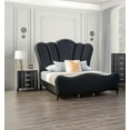 thumbnail image 2 of Black Solidwood Queen Size Bed 2x Nightstands Padded Headboard Turned Legs Crystal-like Acrylic Handles Bedroom Furniture, 2 of 10