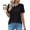 Black, variant on ZHENWEI Womens Short Sleeve Pleated Tops Casual Crew Neck Blouses Fashion T-shirt