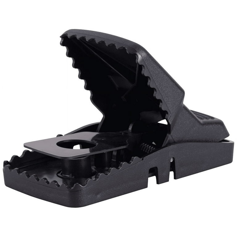 Pest Tek Black Plastic 8 Mouse Trap Set - with 2 Clamps, Interlocking  Teeth, Reusable - 4 1/