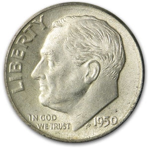 1950-S Roosevelt Dime AU