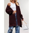 thumbnail image 6 of Women's Long Cardigan Sweaters Open Front Oversized Duster for Women Wine Red XL, 6 of 10