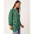 thumbnail image 2 of Moomaya Printed Asymmetric Tops For Women, Poly Rayon Long Sleeve Tunic Top, 2 of 8