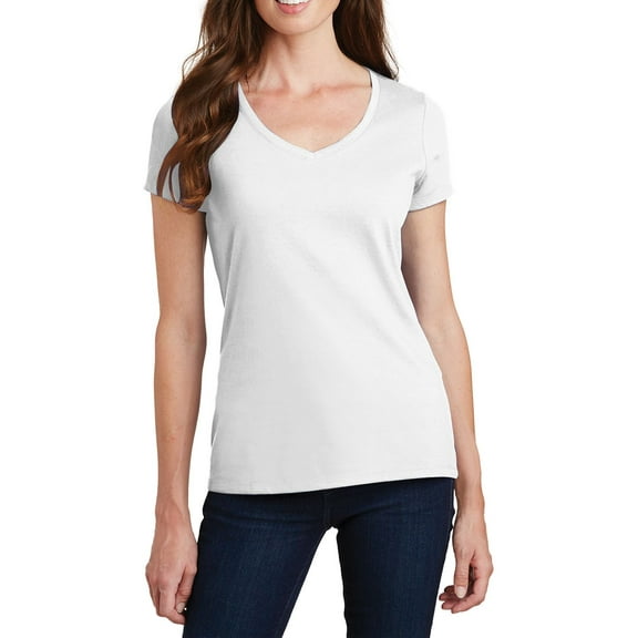 JustBlanks Womens Cotton Blend V Neck Short Sleeve Fitted T Shirt