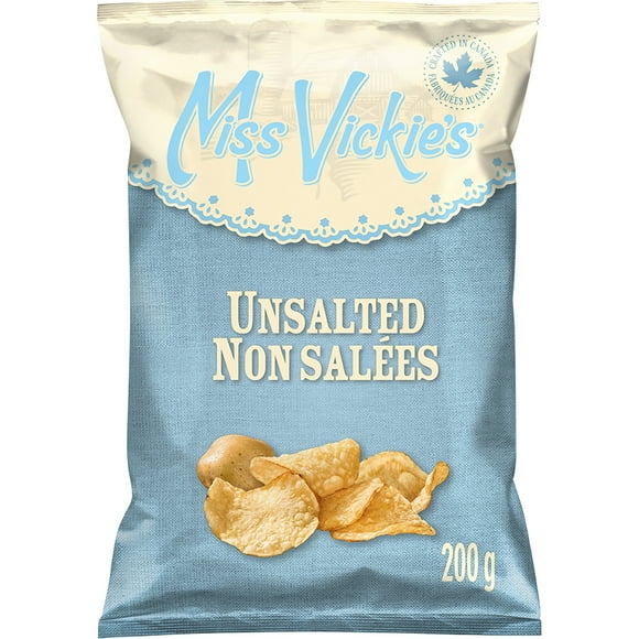Miss Vickie's Unsalted kettle cooked potato chips, 200GM