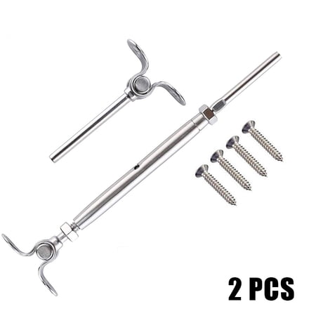 

pinshui 2 Sets Stainless Steel Cable Railing Kit Systems Fit 1/8 Wire Rope Angle 180 Degree Adjustable Swage Toggle Turnbuckle And End New