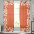 thumbnail image 3 of Coastal Coral Semi Sheer Curtains 96 Inch Length 2 Panels Set, Orange White Ocean Marine Nautical Beach Sheer Kitchen Curtain Privacy Voile Window Curtain for Living Room Bedroom Rod Pocket Drapes, 3 of 7