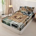 thumbnail image 2 of Homewish Vintage Wooden Planks Zipper Twin Comforter Sets with Fitted Sheet and 2 Pillowcases,Jungle Animal Alphabet D Print Zipper Bedding Set For Kids,Black Reversible,4-Piece, 2 of 7