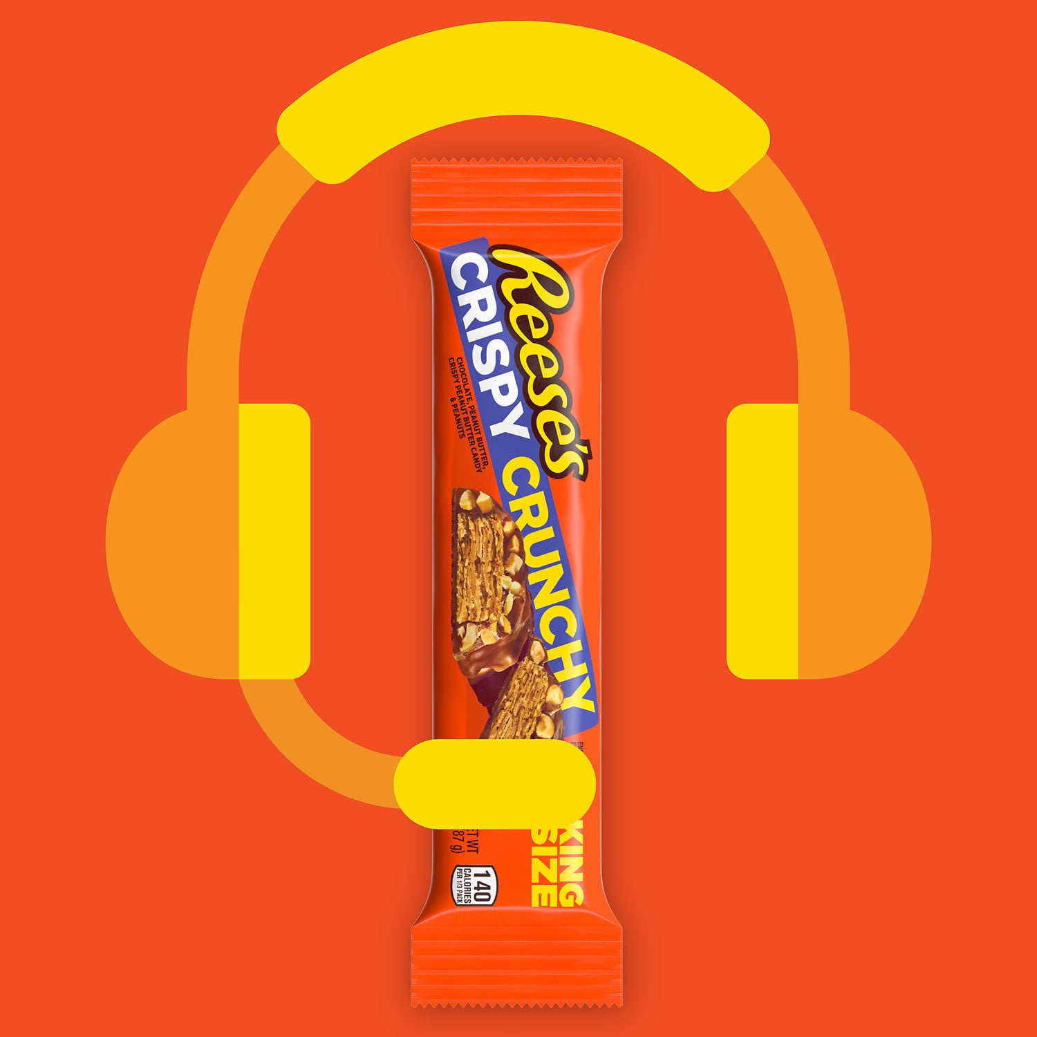 Reese's Crispy Crunchy Peanut Butter and Peanuts King Size Candy, Bars 3.1 oz, 18 Count