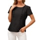 thumbnail image 3 of Camiseta de mujer Jumpingount Verano cuello manga corta Volantes Casual top Suelto Negro L, 3 of 6