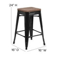thumbnail image 4 of BizChair 4 Pack Commercial Grade 24" High Backless Black Metal Indoor-Outdoor Counter Height Stool with Square Seat, 4 of 12