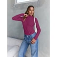thumbnail image 5 of Trendy Queen Women's Turtleneck Long Sleeve Shirts Fall Fashion Basic Thermal Underwear Tops Winter Clothes, 5 of 13