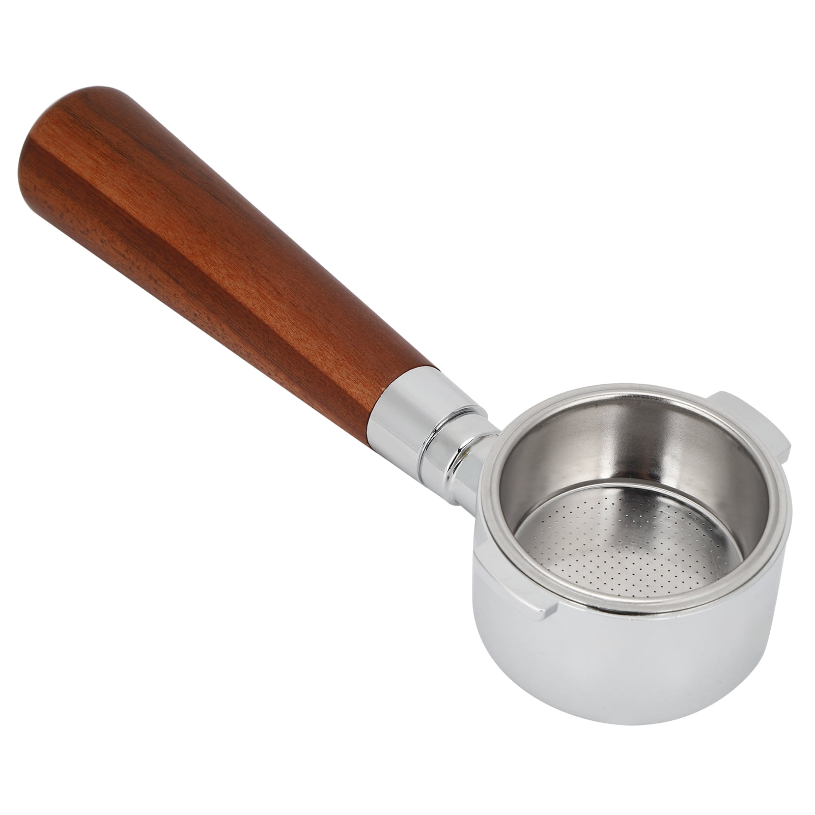 LAZIOEGR Coffee Bottomless Portafilter Filter Handle Replacement 51mm (2 inches) 304 Stainless Steel Wood Accessories Fit for Delonghi Machine
