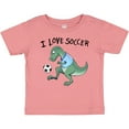 thumbnail image 3 of Inktastic I Love Soccer-Dinosaur in Blue Boys or Girls Baby T-Shirt, 3 of 5