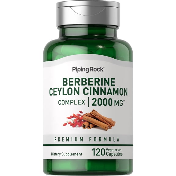 Berberine with Ceylon Cinnamon Complex 2000 mg | 120 Capsules for Men and Women | by Piping Rock