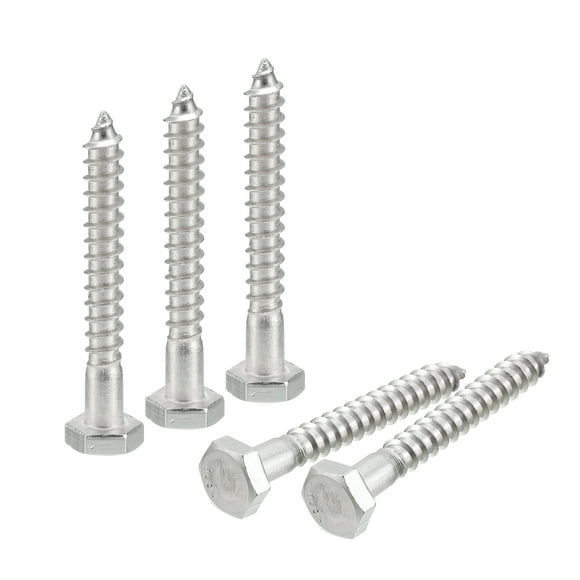 Unique Bargains Hex Head Lag Screws Bolts, 1/4' x 2' 304 Stainless Steel Partial Thread Wood Screws, 25 Pack