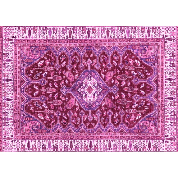Ahgly Company Indoor Rectangle Abstract Pink Modern Area Rugs, 8' x 10'
