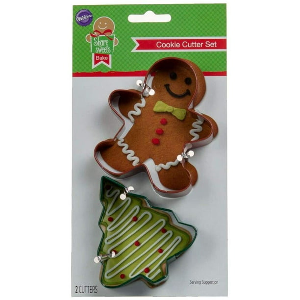 Wilton 2 Piece Holiday Christmas Cookie Cutter Set Gingerbread Man And Christmas Tree Red Ginger Bread And Tree Walmart Com Walmart Com